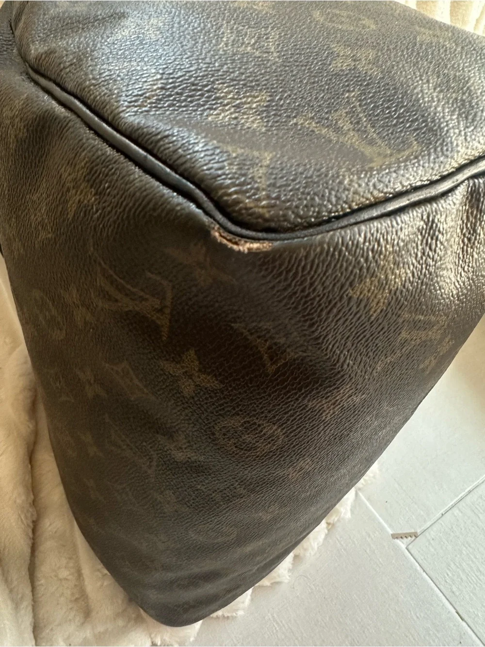 Louis Vuitton Speedy 30 Hand-Painted Black Handles & Piping